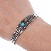 6.25&quot; c1940&#39;s Fred Harvey era Sterling and turquoise thunderbird cuff - £114.10 GBP