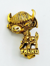 Antiqued Gold Tone Tauro Taurus Bull Pin - £9.49 GBP