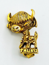 Antiqued Gold Tone Tauro Taurus Bull Pin - $11.88