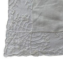 Handkerchief White Hankie Floral Flowers Lace Border 11.5x11” - £8.75 GBP
