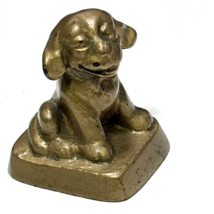 1920s-1930s BONZO DOG Cast Iron Brass Colored Paperweight Smiling Happy Puppy - £27.22 GBP