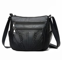 Retro Soft PU Leather Solid  Bags  Multi-Layer Crossbody Bag Messenger Pouch Pur - £44.78 GBP