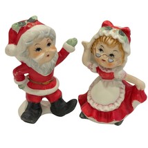 Lefton Santa &amp; Mrs. Claus Vintage Ceramic Figurines Dancing Set - $34.64