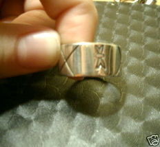 Sterling Silver Gothic Etched Blk Unisex Band Sz 6.5 - £62.10 GBP