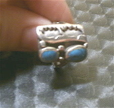 Sterling Silver Turquoise w Buffalo Native Ring sz 4 - £59.22 GBP