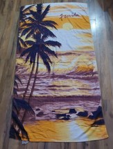 Vintage Florida Palm Tree Ocean Beach Bath Towel Vacation Island 90s 30x56 - £18.49 GBP