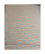 Vtg Baby Blanket Afghan Crochet Scallop Edge Trim Variegated Handcrafted... - $27.32 CAD