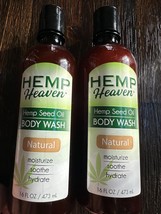 2 Hemp Heaven Hemp Seed Oil Moisturizing Natural Body Skin Shower Bath Wash Gel - £15.17 GBP