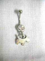 PROFILE TERRIER - SCOTTY PUPPY DOG ANIMAL CHARM ON 14g DBL CLEAR CZ NAVE... - £3.99 GBP