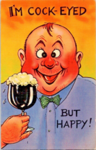 Postcard Comic Humor Cock-Eyed But Happy Card  posted  1941 5.5 x 3.5 - £4.58 GBP