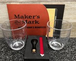 MAKERS MARK Whisky Seal Wax Stamp Kit w/ Rocks Glasses &amp; Ambassadors Man... - £30.42 GBP