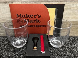 MAKERS MARK Whisky Seal Wax Stamp Kit w/ Rocks Glasses &amp; Ambassadors Man... - $38.69