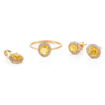 18K Gold Yellow Sapphire Combo Jewelry Set - £734.47 GBP