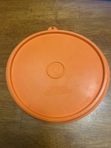 VTG Tupperware Replacement Round Lid 6.5&quot; Tab C 227-45 Tangerine Orange Lid - £9.48 GBP