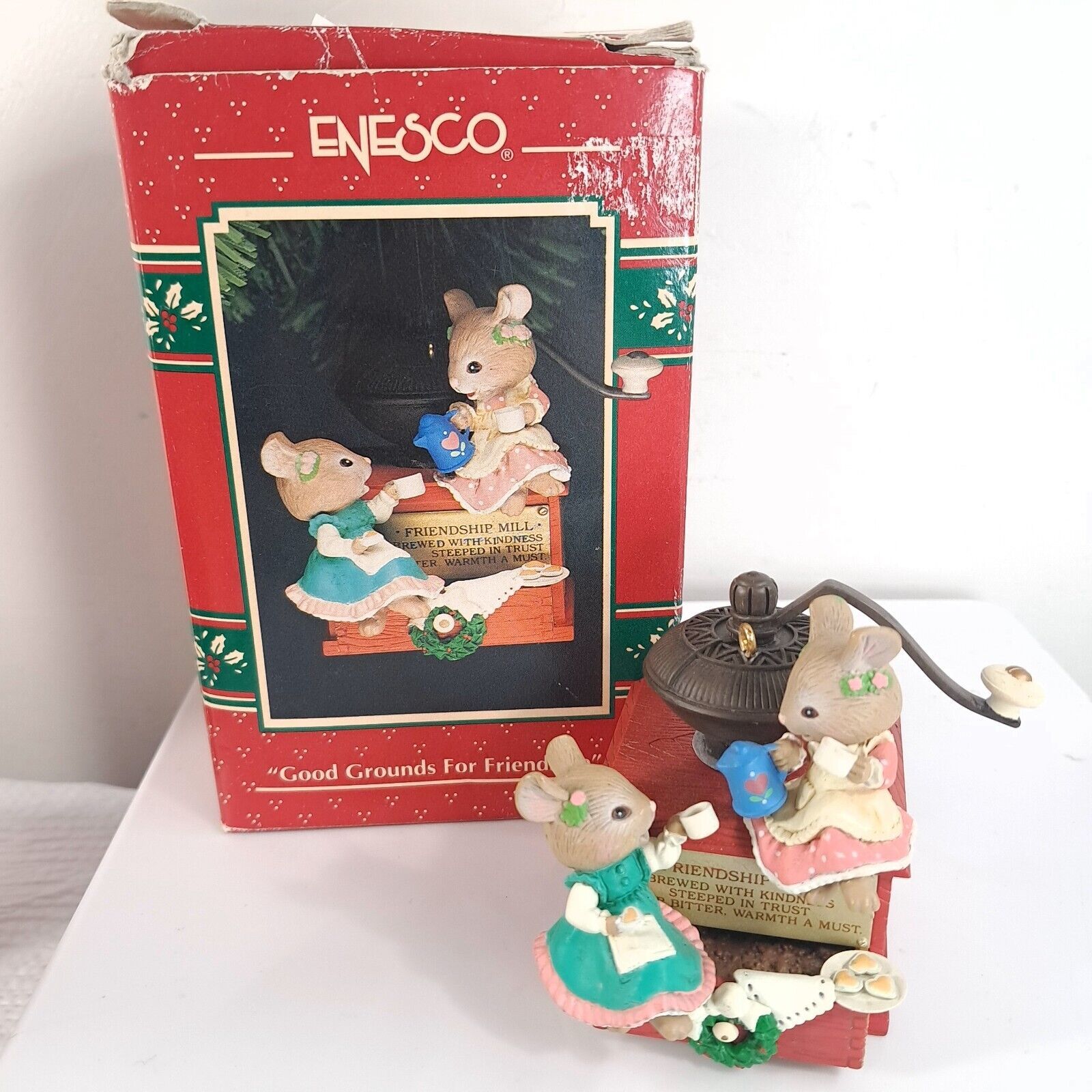 Enesco Good Grounds For Friendship mouse Coffee Mill Christmas ornament ... - $23.00