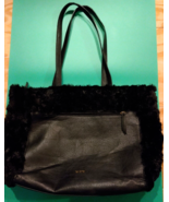 LaDiva DV  Black Leather Faux Fur Handbag Large 18&quot; x 12&quot; - €19,91 EUR
