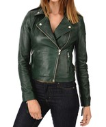 Women&#39;s Genuine Lambskin Real Leather Jacket Slim fit Biker Jacket For W... - £92.84 GBP