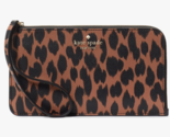 Kate Spade Lucy Saffiano Leopard L-Zip Wristlet KE636 Leopardo Cheetah N... - $44.54