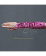 4-Way Stretch Matte/Shiny Stretch Satin V-Shape Gathered Fingerless Gloves - $23.99