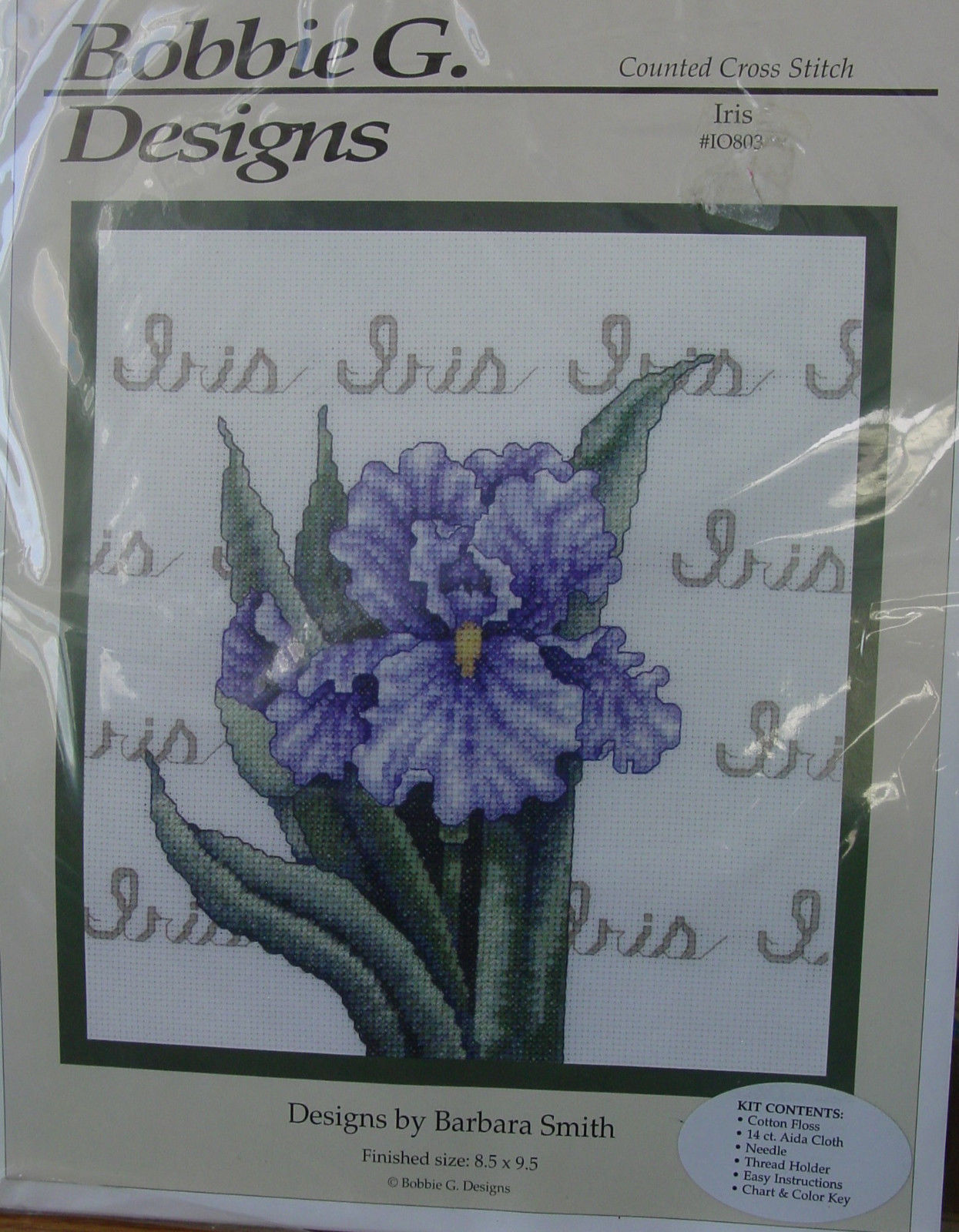 Primary image for Counted Cross Stitch Picture Kit, "Iris" by Bobbie G Designs 8.5" X 9.5 " Sealed