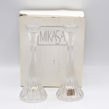 Set of 2 Mikasa Crystal Taper Candle Holders 8&quot; tall Park Lane w/ Box T9997/339 - $49.49