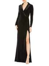 Ieena For Mac Duggal Long Sleeve Faux Tuxedo Gown In Black Sz 8 $398 Unworn - £122.06 GBP