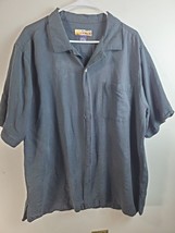 Havana Jack&#39;s Cafe Hawaiin Shirt Men Size XL Black 100% Silk Short Sleeve Slit - £10.89 GBP