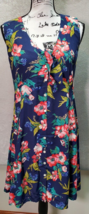 Gap Sheath Dress Womens Medium Navy Multi Floral Rayon V Neck Tie Button Front - £17.67 GBP