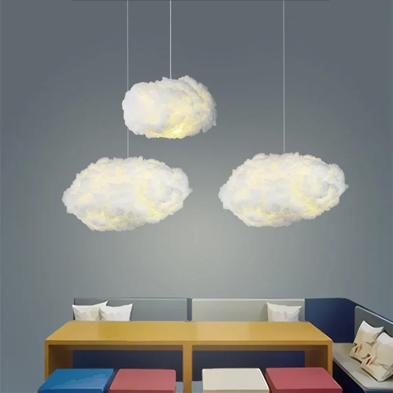 Modern White Clouds Pendant Lamp Decorative Shapes Atmosphere Led Hanging - £43.22 GBP+