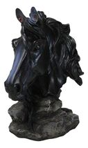 Wild and Free Black Stallion Equine Horse Bust On Rocky Pillar Base Figu... - €13,82 EUR