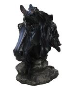 Wild and Free Black Stallion Equine Horse Bust On Rocky Pillar Base Figu... - $291.85 MXN