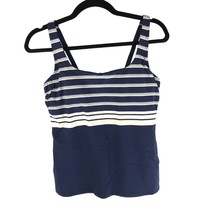 Lands End Chlorine Resistant Square Neck Underwire Tankini Swim Top Navy 6 - £15.37 GBP