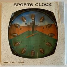 Vintage Football Clock Battery Operated Panclox International 11&quot; Round - $29.00