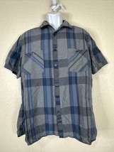 Alfani Men Size XL Check Plaid Button Up Shirt Short Sleeve Pockets - £6.93 GBP