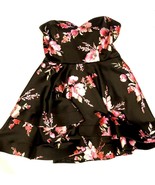 B Darlin Dress Women 15/16 Black Pink Floral Strapless Formal Tiered Jun... - £11.60 GBP