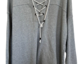 Aerie Women&#39;s Oversized Hooded Sweatshirt 100% Cotton V-Neck Lace Up Siz... - £19.60 GBP