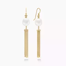 Nugget Pearl and Diamond Tassle Drop Earrings - $800.00