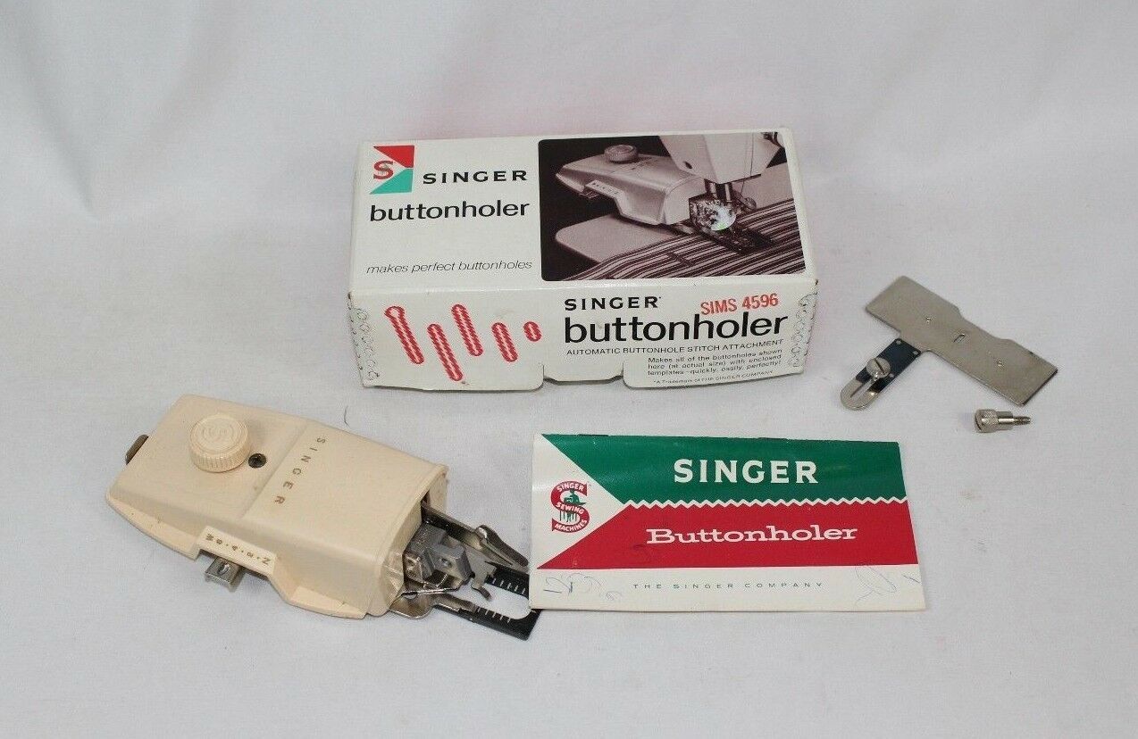 Vintage Singer Automatic Buttonholer Stitch Attachment SIMS 4596 CIB with Box - $12.61