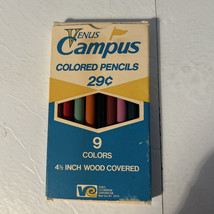 Venus Esterbrook Campus Wood Covered Crayon Pencils Colored 9 Vtg USA 019-9RP - $13.99