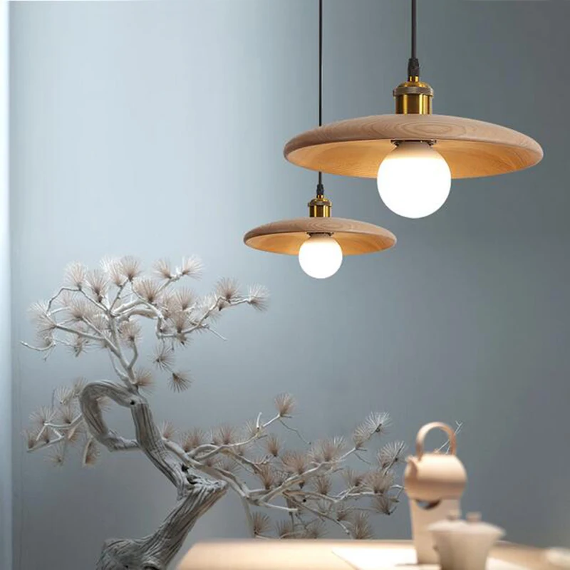 Nordic Wooden Pendant Lamp For Dining Table Kitchen Island Hanging Lamps... - $48.92+