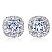 S925 Silver Earrings for Women 2 Carat Moissanite Ear Studs - £4.95 GBP