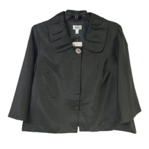 JBS Womens Evening Jacket Black Button Lined Collar Rhinestone Brooch L New - £33.62 GBP