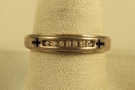 Vintage Sterling Signed 925 Diamond Channel Set Religious Cross Accent R... - £51.25 GBP