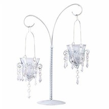 Dual Chandelier White Votive Candle Holders w/Stand - £16.82 GBP