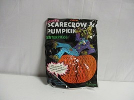 Vintage Die Cut Halloween Jointed Scarecrow and Pumpkin Centerpiece Beistle Co. - £23.34 GBP