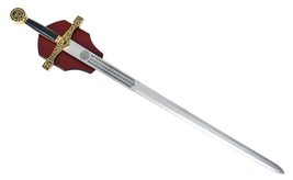 Munetoshi 41&quot; Golden Excalibur Medieval Crusader Knight Sword with Display Plaqu - £55.37 GBP
