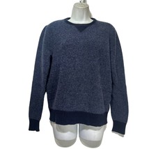 J Crew Blue 100% Wool Waffle Knit Long Sleeve Crew Neck Pullover Sweater Size M - £22.56 GBP