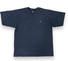 Nike T-Shirt Men&#39;s L Large Navy Short Sleeve Sportswear Swoosh Logo 100%... - £14.16 GBP