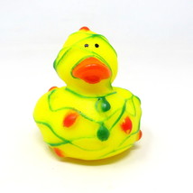 Christmas Lights Rubber Duck 2&quot; Yellow Duckie All Tangled Squirter Bath Toy - £6.72 GBP