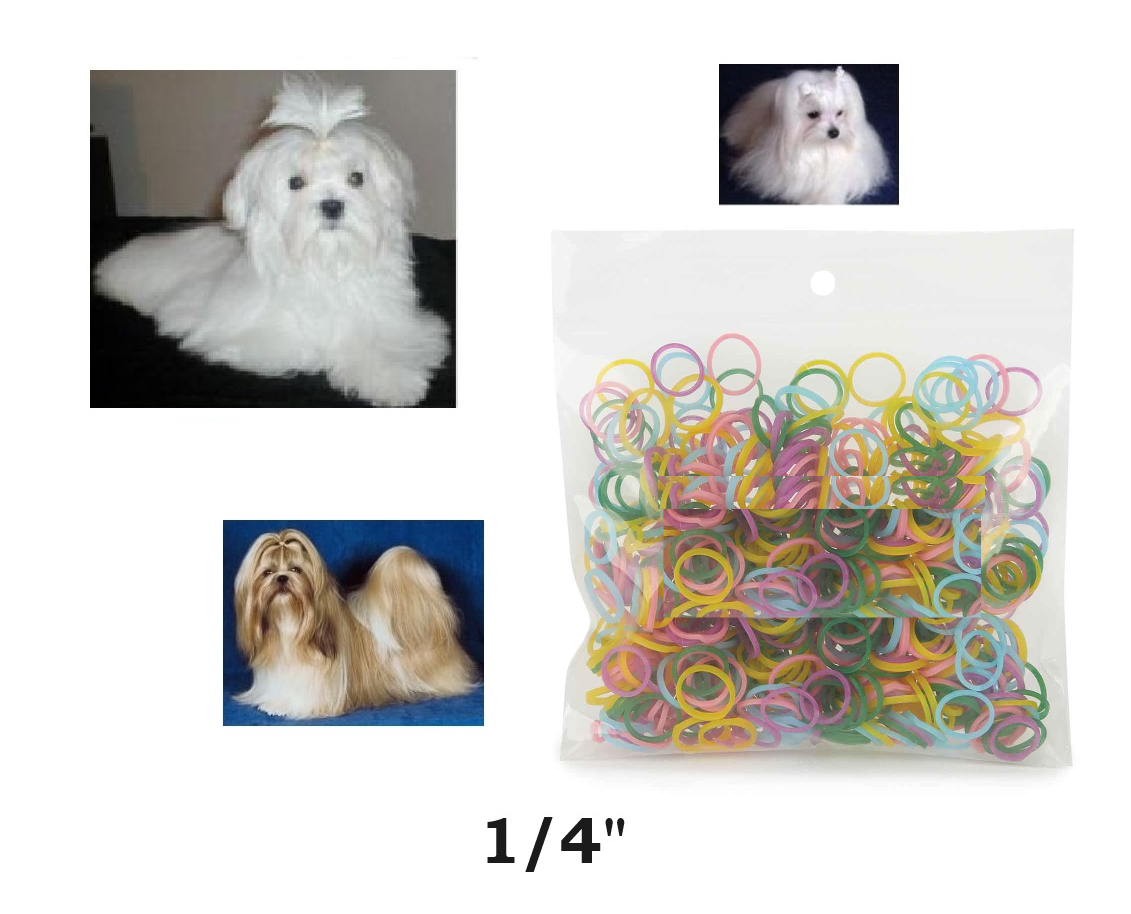 500 ct Dog Grooming COLOR Hair Bands 1/4&quot;Rosin Coated Rubber Latex Top K... - $12.99